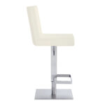 44 Inch White Faux Leather Adjustable Swivel Bar Stool