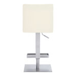 44 Inch White Faux Leather Adjustable Swivel Bar Stool