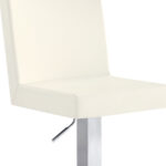 44 Inch White Faux Leather Adjustable Swivel Bar Stool