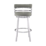 39 Inch Gray Faux Leather Swivel Low Back Bar Stool