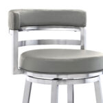 39 Inch Gray Faux Leather Swivel Low Back Bar Stool