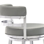 39 Inch Gray Faux Leather Swivel Low Back Bar Stool