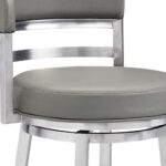 39 Inch Gray Faux Leather Swivel Low Back Bar Stool
