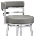 39 Inch Gray Faux Leather Swivel Low Back Bar Stool