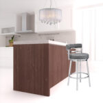 39 Inch Gray Faux Leather Swivel Low Back Bar Stool