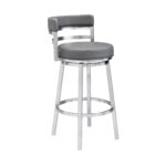 35 Inch Gray Faux Leather Swivel Low Back Bar Stool 9 35 Inch Gray Faux Leather Swivel Low Back Bar Stool
