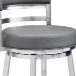 35 Inch Gray Faux Leather Swivel Low Back Bar Stool 15 35 Inch Gray Faux Leather Swivel Low Back Bar Stool