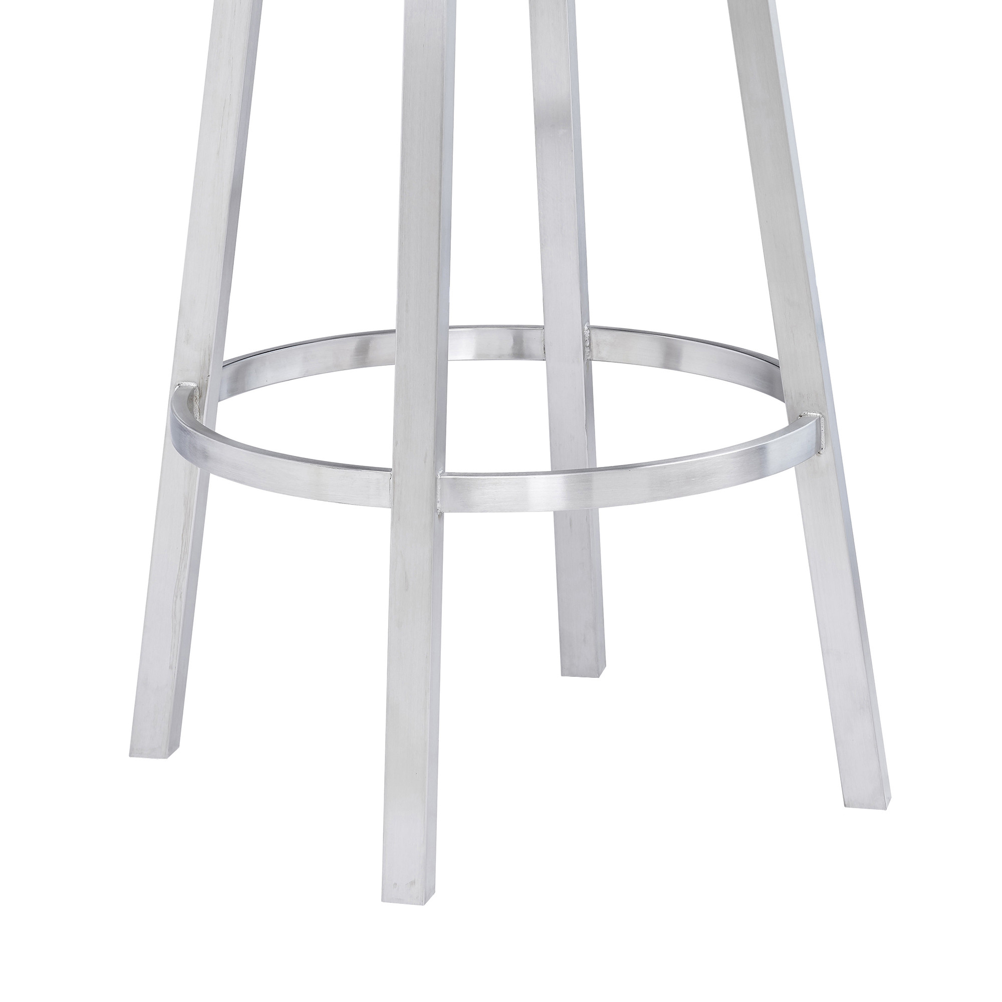 39 Inch White Faux Leather Swivel Bar Stool With Arms 4 39 Inch White Faux Leather Swivel Bar Stool With Arms - Image 4