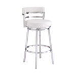 26 Inch White and Silver Swivel Bar Stool with Footrest 10 26 Inch White and Silver Swivel Bar Stool with Footrest