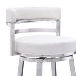 26 Inch White and Silver Swivel Bar Stool with Footrest 15 26 Inch White and Silver Swivel Bar Stool with Footrest