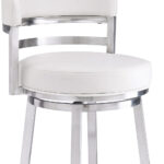 26 Inch White and Silver Swivel Bar Stool with Footrest 18 26 Inch White and Silver Swivel Bar Stool with Footrest