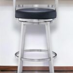 30 Inch Black and Silver Swivel Low Back Bar Stool