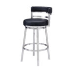 30 Inch Black and Silver Swivel Low Back Bar Stool