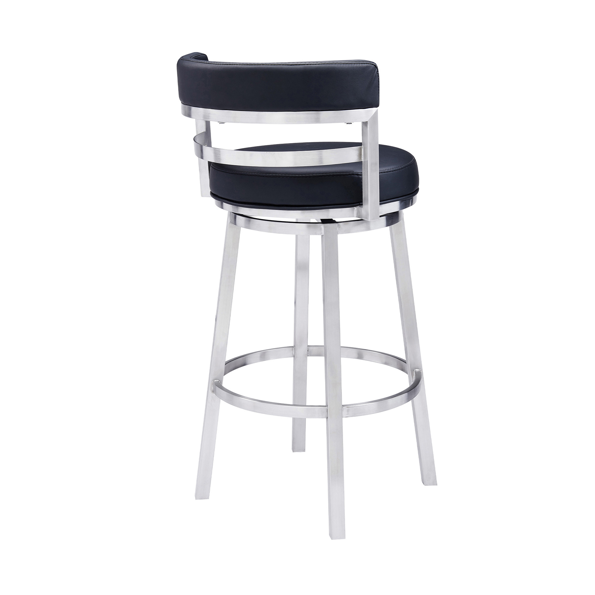 35 Inch Black Faux Leather Swivel Low Back Bar Stool 4 35 Inch Black Faux Leather Swivel Low Back Bar Stool - Image 4