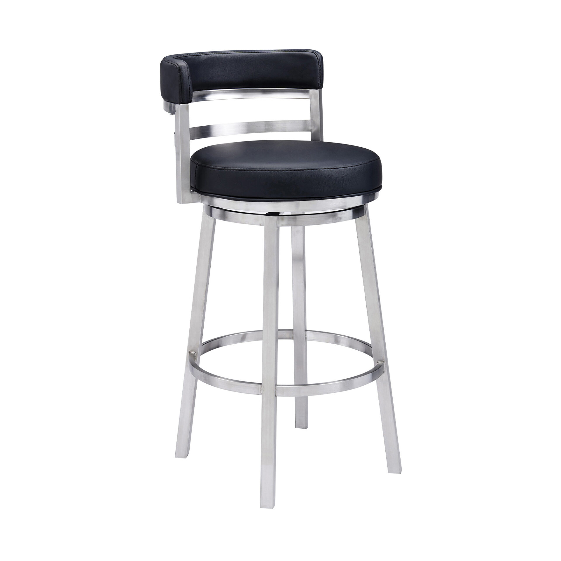35 Inch Black Faux Leather Swivel Low Back Bar Stool 1 35 Inch Black Faux Leather Swivel Low Back Bar Stool