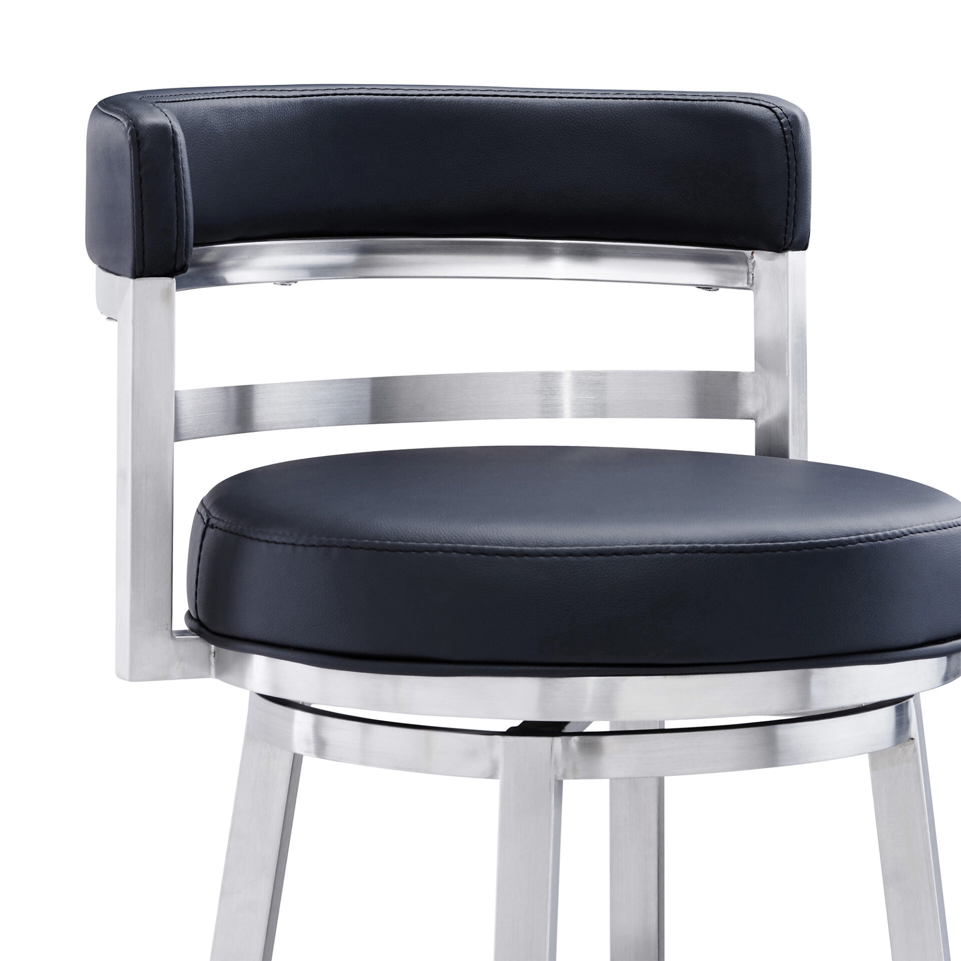 35 Inch Black Faux Leather Swivel Low Back Bar Stool 5 35 Inch Black Faux Leather Swivel Low Back Bar Stool - Image 5
