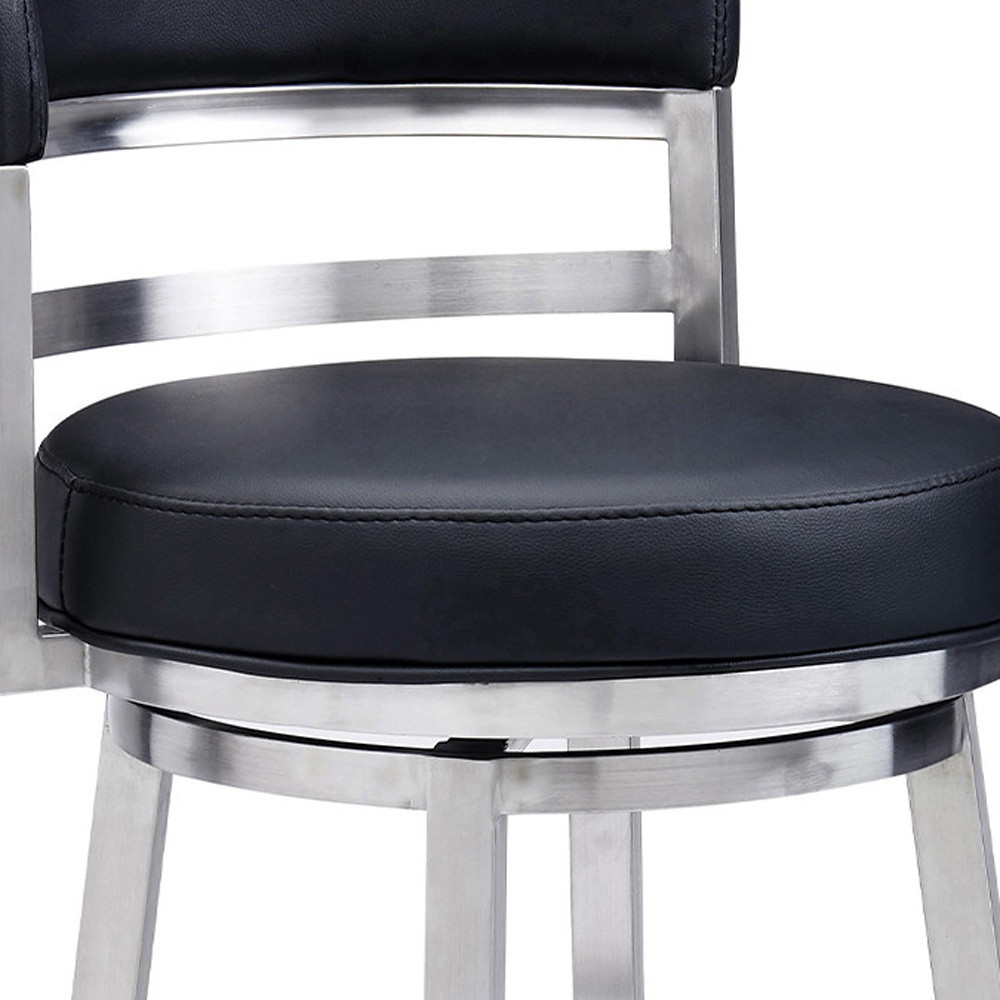35 Inch Black Faux Leather Swivel Low Back Bar Stool 7 35 Inch Black Faux Leather Swivel Low Back Bar Stool - Image 7