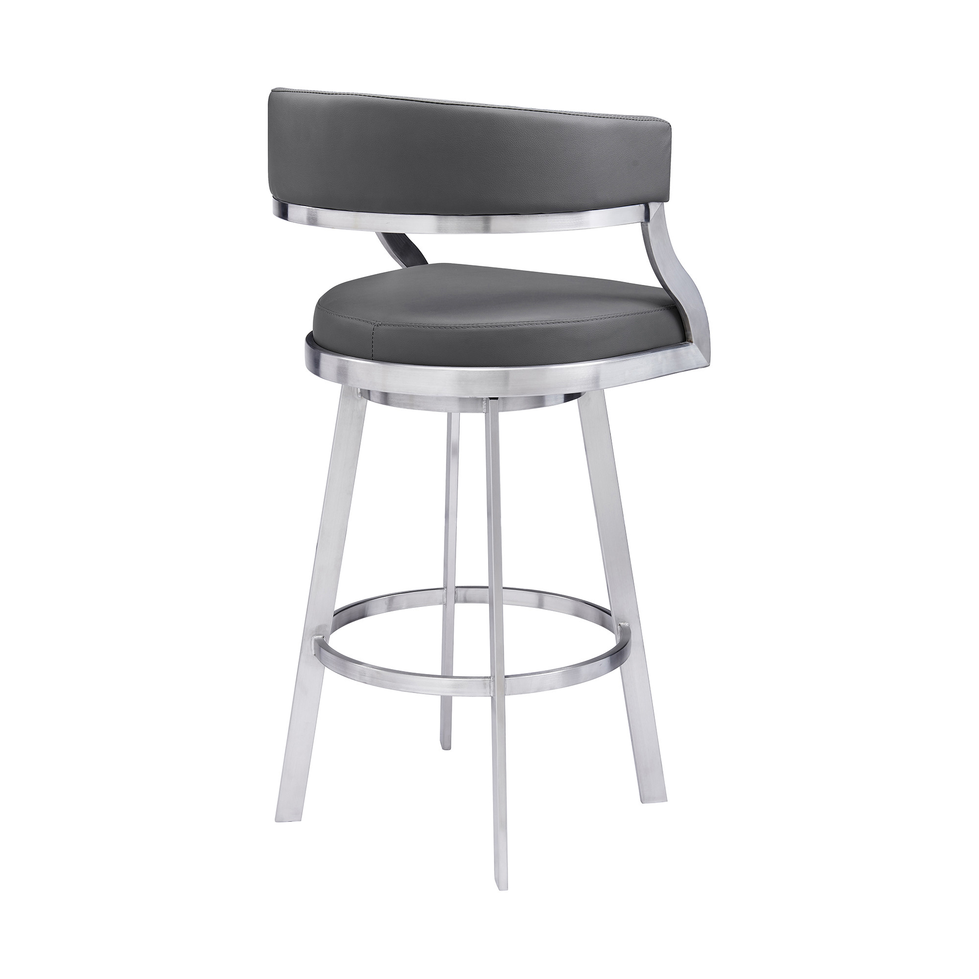 42 Inch Gray Faux Leather Swivel Bar Stool With Arms 4 42 Inch Gray Faux Leather Swivel Bar Stool With Arms - Image 4