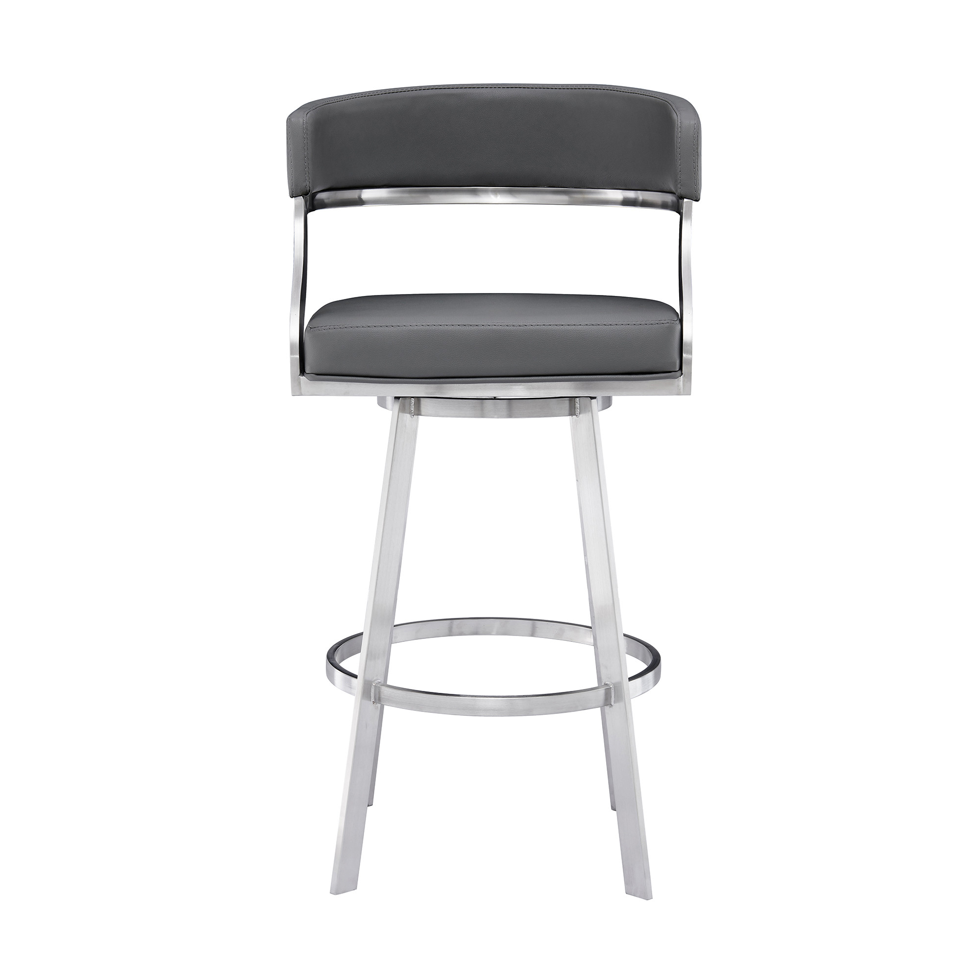 42 Inch Gray Faux Leather Swivel Bar Stool With Arms 3 42 Inch Gray Faux Leather Swivel Bar Stool With Arms - Image 3