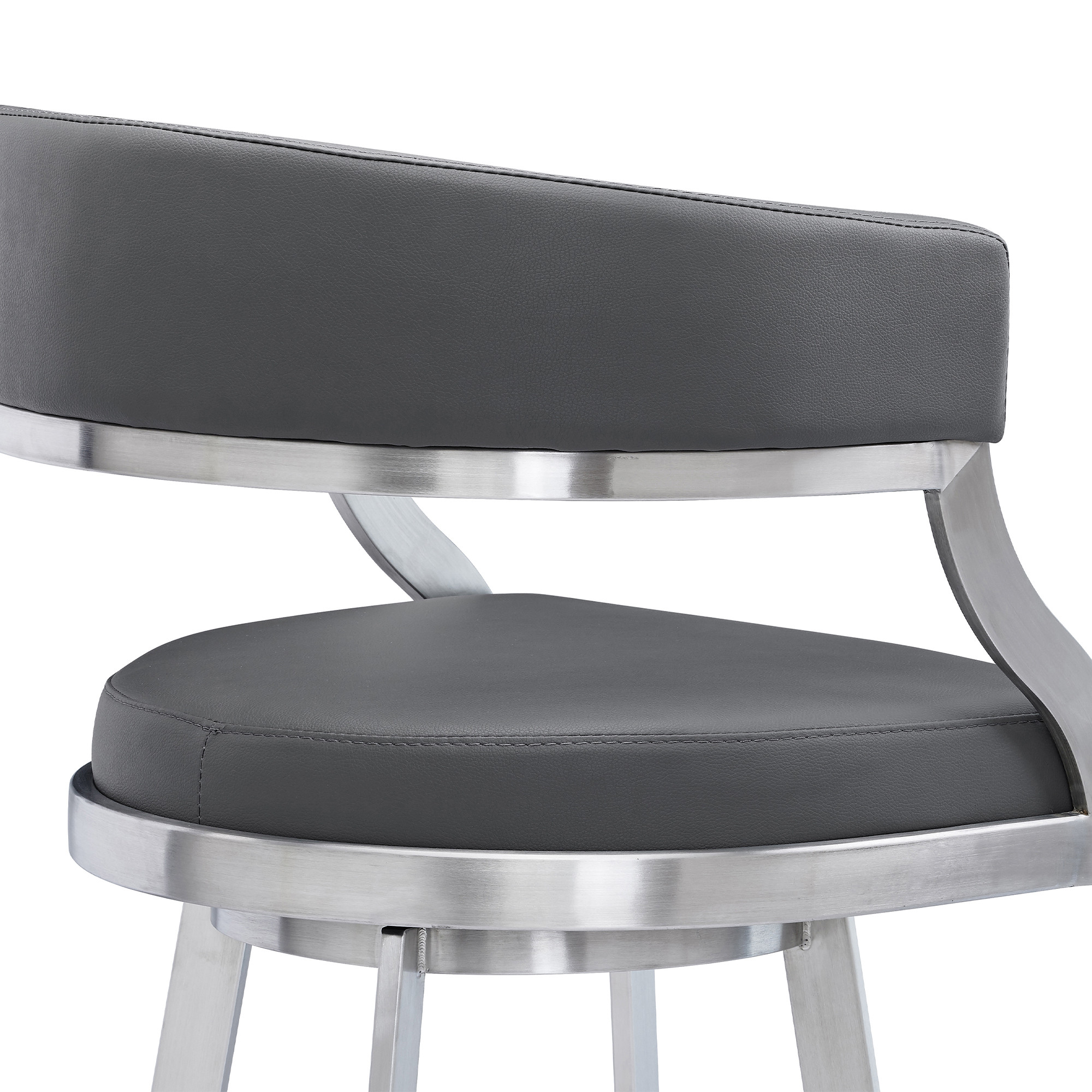 42 Inch Gray Faux Leather Swivel Bar Stool With Arms 6 42 Inch Gray Faux Leather Swivel Bar Stool With Arms - Image 6