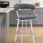 42 Inch Gray Faux Leather Swivel Bar Stool With Arms 10 42 Inch Gray Faux Leather Swivel Bar Stool With Arms