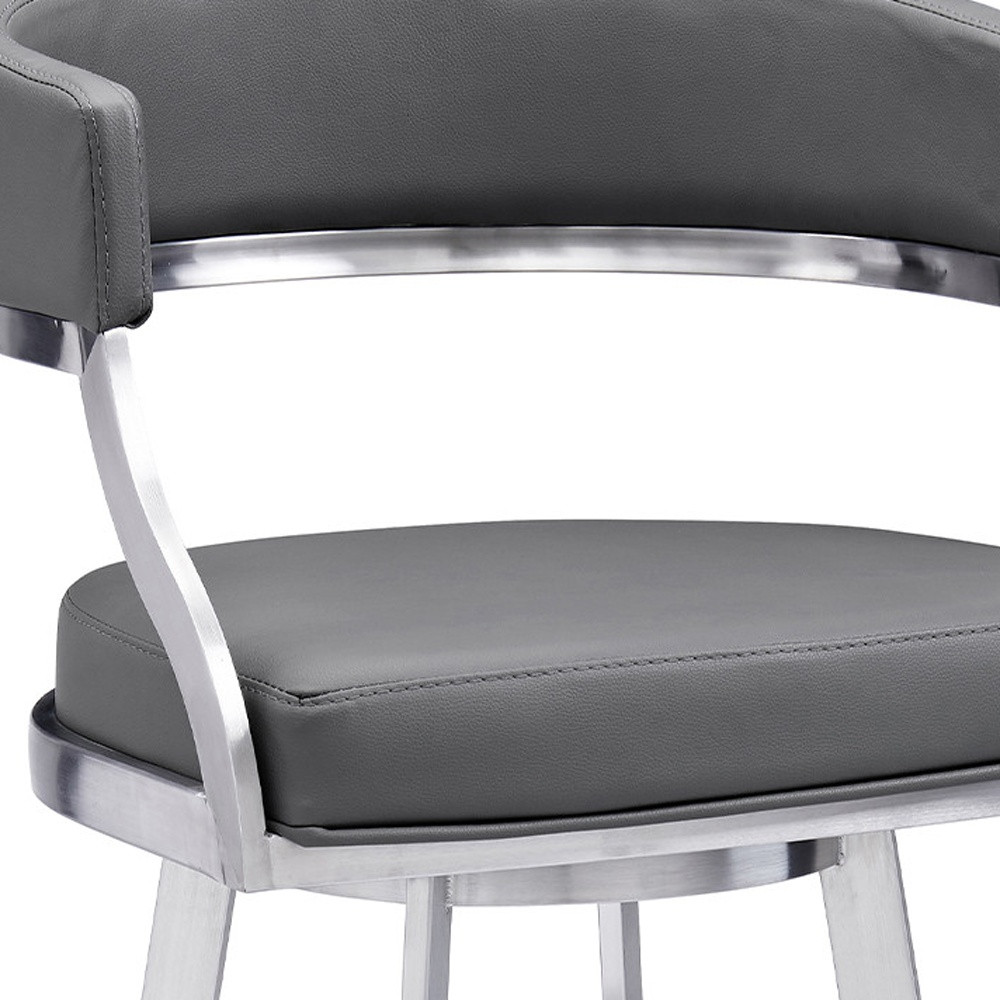 42 Inch Gray Faux Leather Swivel Bar Stool With Arms 8 42 Inch Gray Faux Leather Swivel Bar Stool With Arms - Image 8