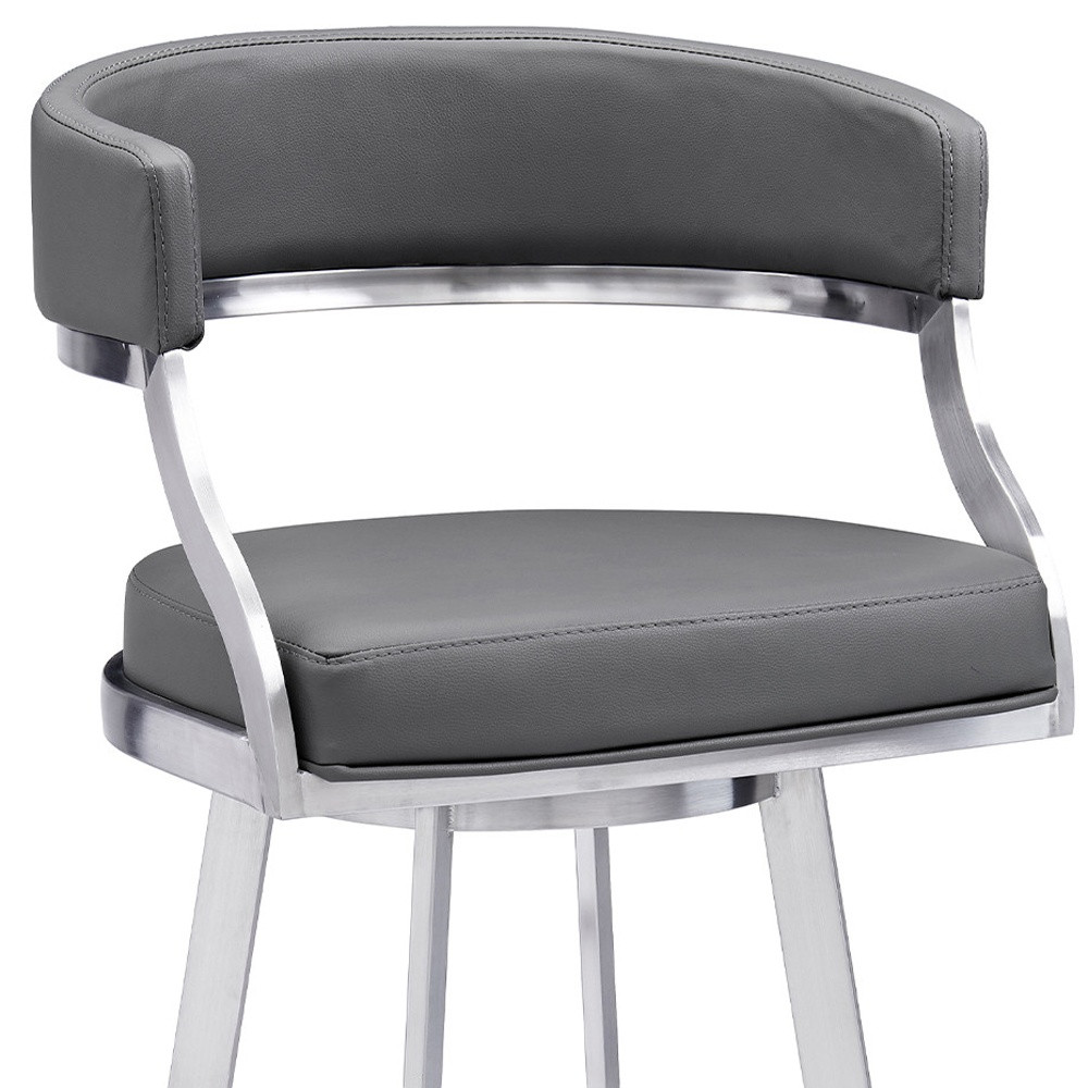 42 Inch Gray Faux Leather Swivel Bar Stool With Arms 9 42 Inch Gray Faux Leather Swivel Bar Stool With Arms - Image 9