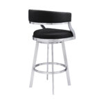 38" Black Faux Leather Swivel Counter Height Bar Stool 13 38" Black Faux Leather Swivel Counter Height Bar Stool