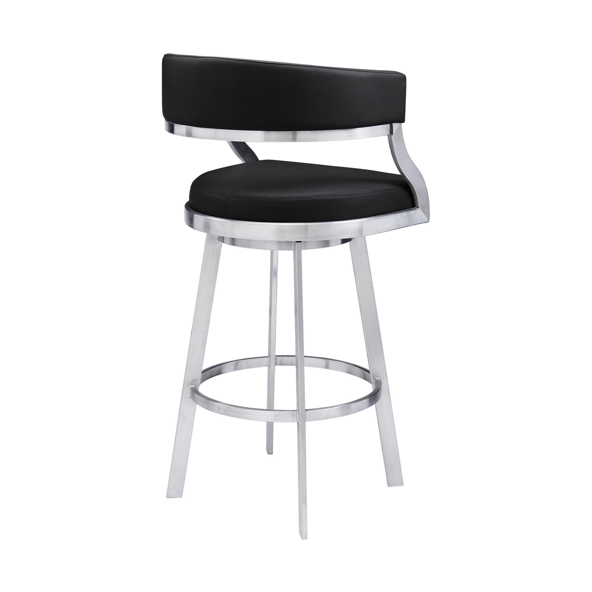 38" Black Faux Leather Swivel Counter Height Bar Stool 4 38" Black Faux Leather Swivel Counter Height Bar Stool - Image 4