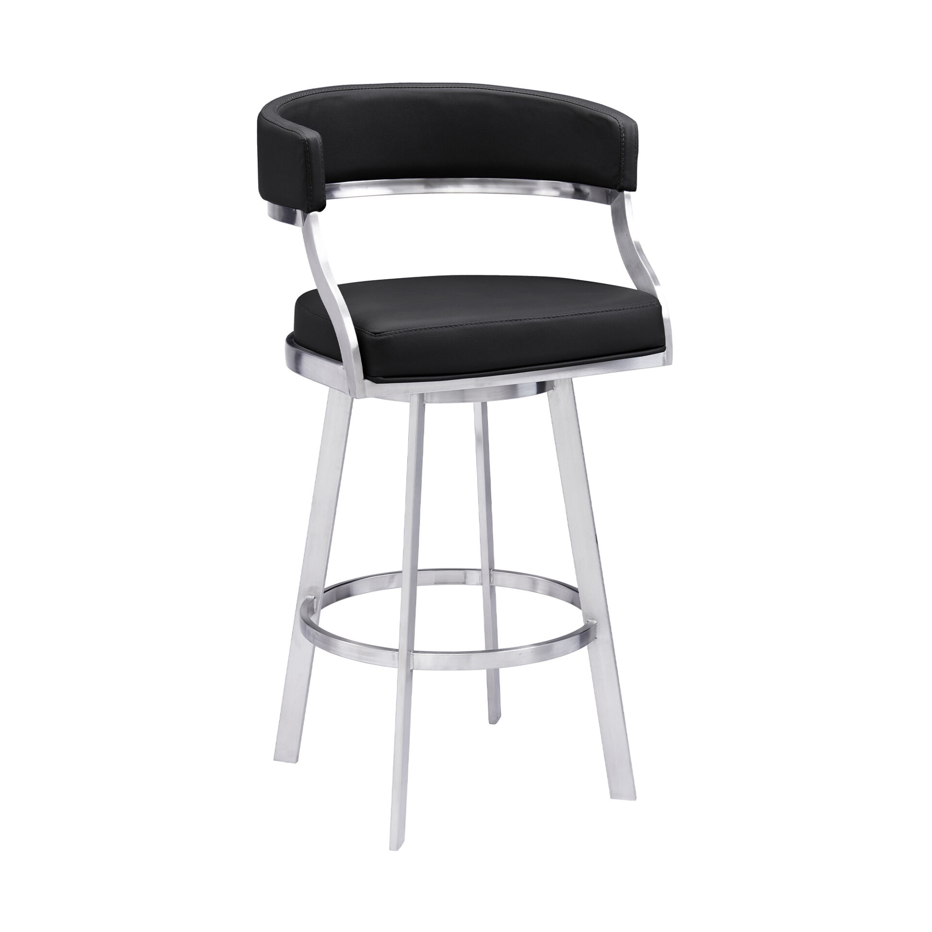 38" Black Faux Leather Swivel Counter Height Bar Stool 1 38" Black Faux Leather Swivel Counter Height Bar Stool