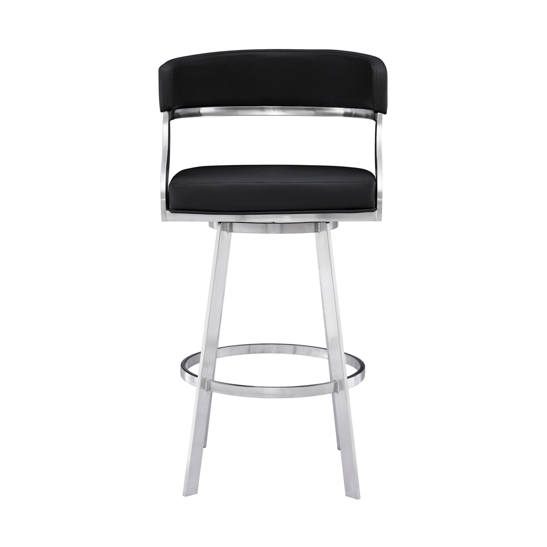 38" Black Faux Leather Swivel Counter Height Bar Stool 3 38" Black Faux Leather Swivel Counter Height Bar Stool - Image 3