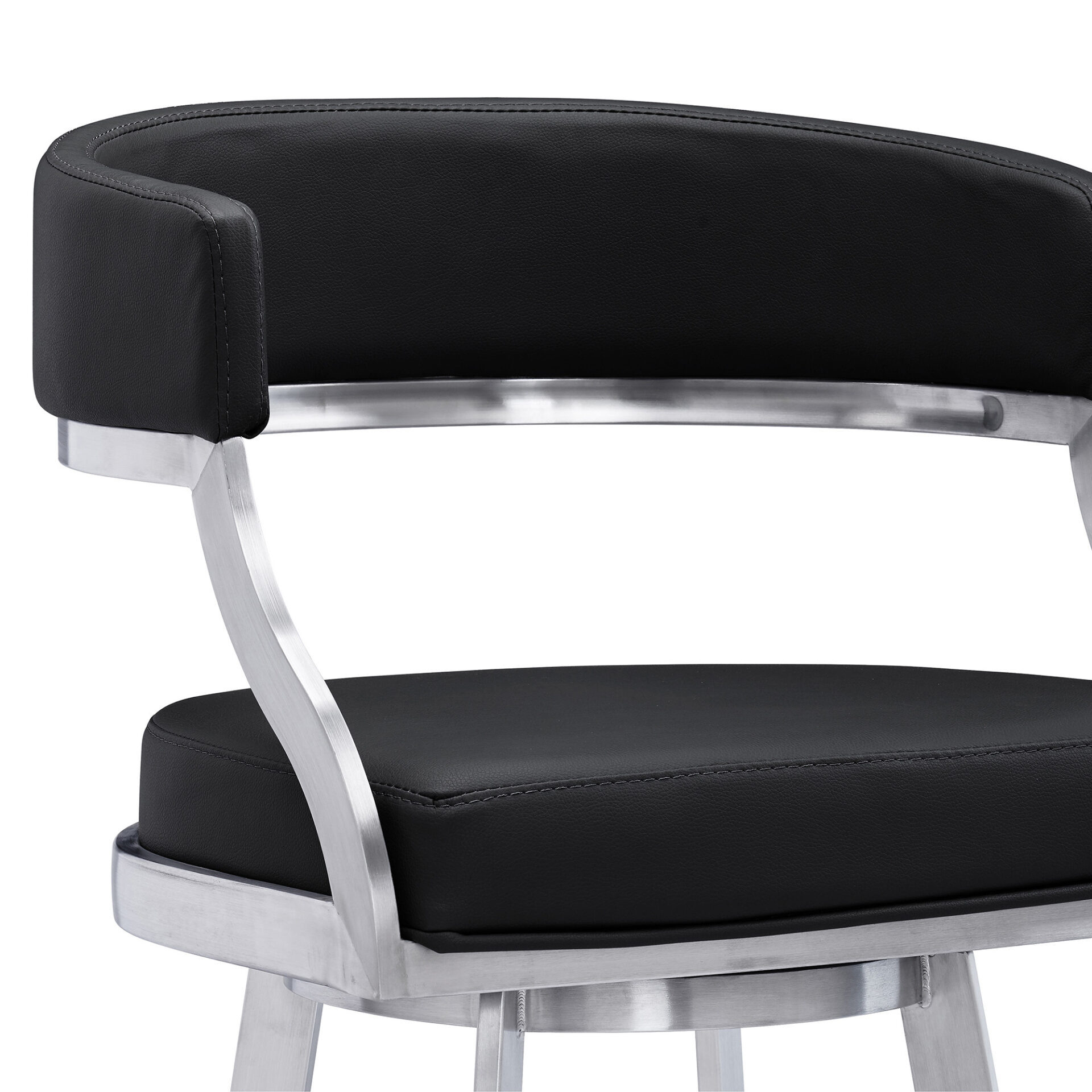 38" Black Faux Leather Swivel Counter Height Bar Stool 5 38" Black Faux Leather Swivel Counter Height Bar Stool - Image 5