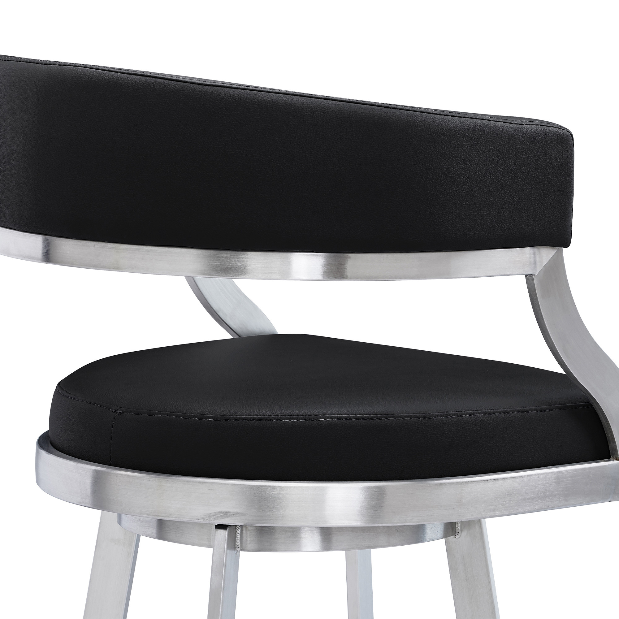 38" Black Faux Leather Swivel Counter Height Bar Stool 15 38" Black Faux Leather Swivel Counter Height Bar Stool