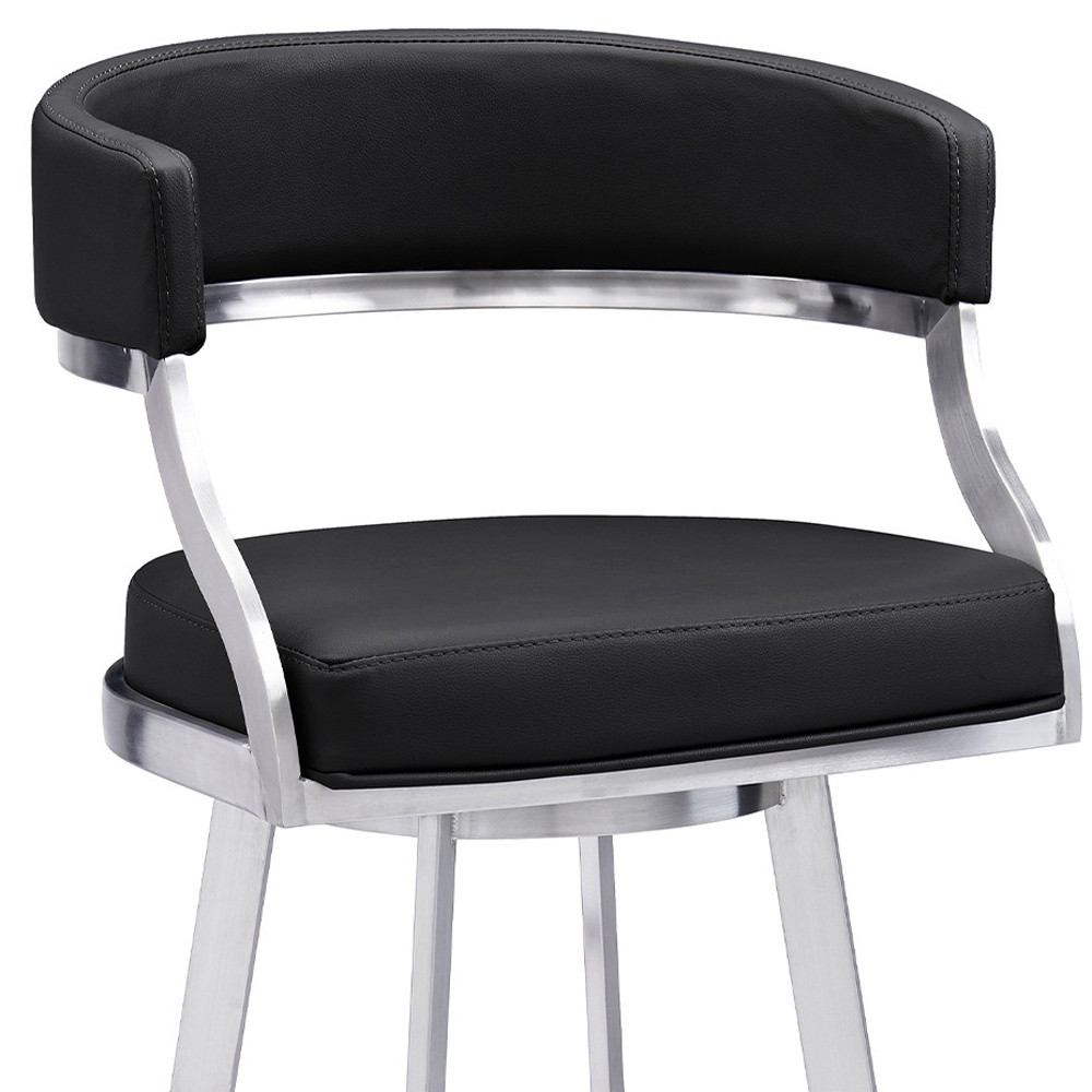 38" Black Faux Leather Swivel Counter Height Bar Stool 9 38" Black Faux Leather Swivel Counter Height Bar Stool - Image 9