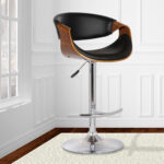 24 Inch Black and Silver Adjustable Swivel Bar Stool