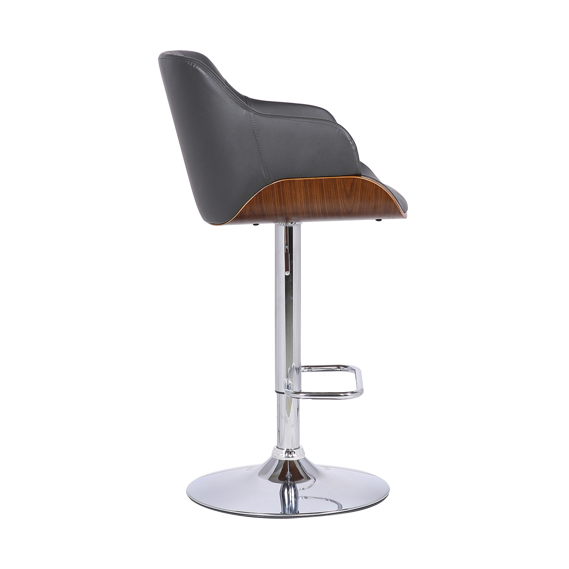 Adjustable Gray and Silver Low Back Swivel Bar Stool 4 Adjustable Gray and Silver Low Back Swivel Bar Stool - Image 4