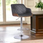 Adjustable Gray and Silver Low Back Swivel Bar Stool 10 Adjustable Gray and Silver Low Back Swivel Bar Stool