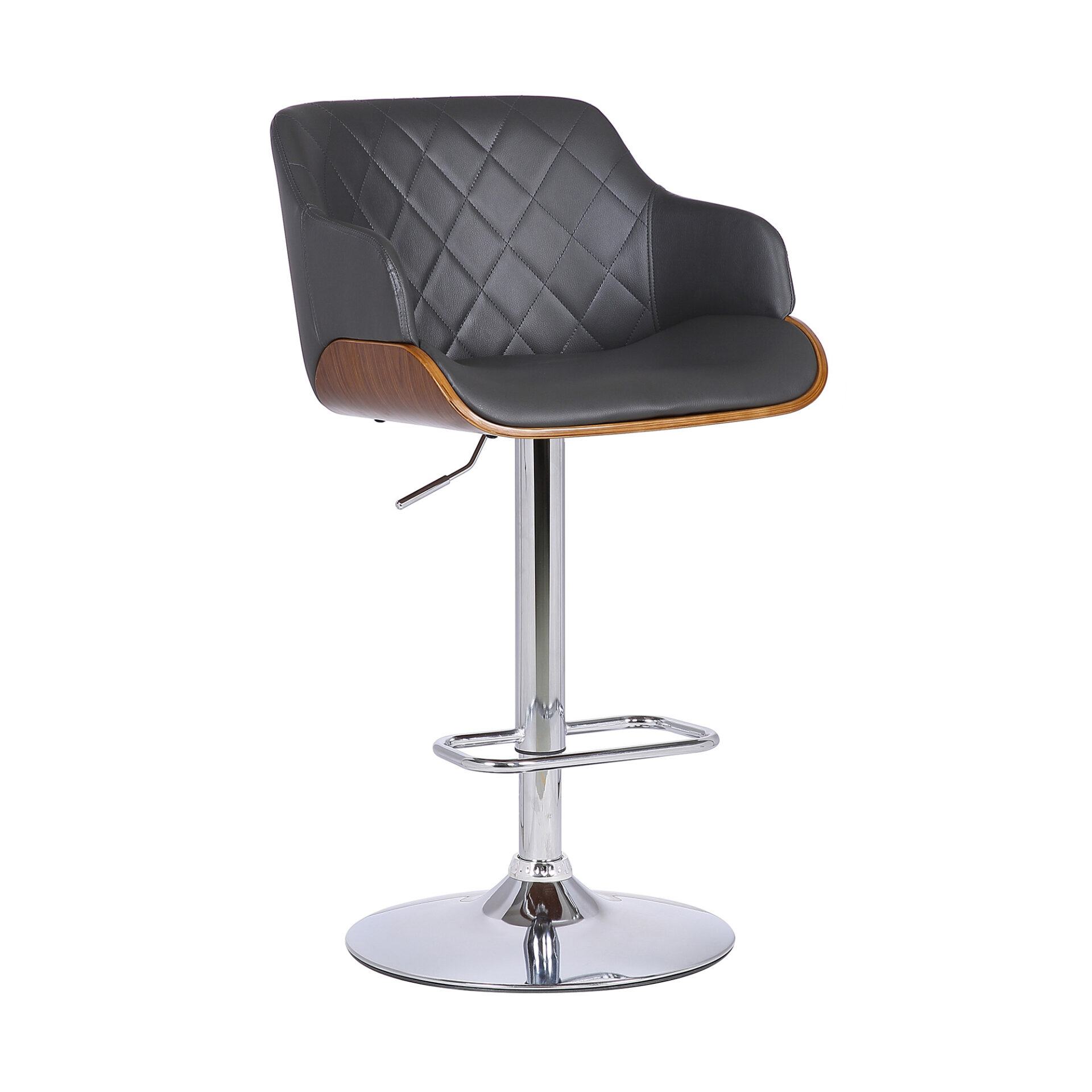 Adjustable Gray and Silver Low Back Swivel Bar Stool 2 Adjustable Gray and Silver Low Back Swivel Bar Stool - Image 2