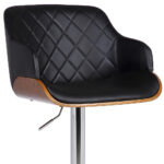 44 Inch Black Faux Leather Adjustable Swivel Bar Stool