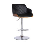 44 Inch Black Faux Leather Adjustable Swivel Bar Stool