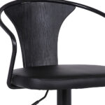 24" Black Adjustable Height Faux Leather Swivel Bar Stool