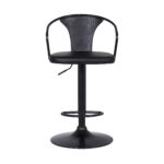 24" Black Adjustable Height Faux Leather Swivel Bar Stool