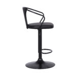 24" Black Adjustable Height Faux Leather Swivel Bar Stool