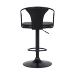 24" Black Adjustable Height Faux Leather Swivel Bar Stool