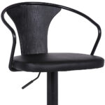 24" Black Adjustable Height Faux Leather Swivel Bar Stool