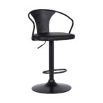 24" Black Adjustable Height Faux Leather Swivel Bar Stool