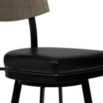 26" Black Faux Leather Swivel Bar Stool With Walnut Back 16 26" Black Faux Leather Swivel Bar Stool With Walnut Back