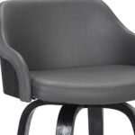 26 Inch Gray Swivel Faux Leather Black Wooden Bar Stool