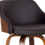 26" Brown Swivel Faux Leather Mid-Century Modern Bar Stool
