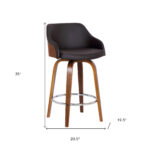 26" Brown Swivel Faux Leather Mid-Century Modern Bar Stool